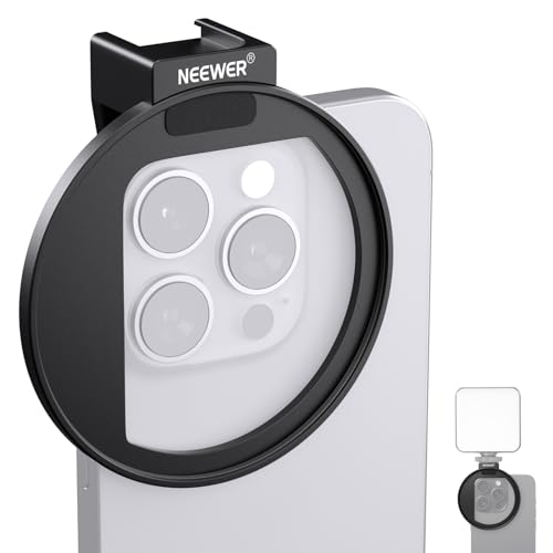 NEEWER 67mm Phone Filter Mount, Adjustable Threaded Lens Filter Clip with Cold Shoe Mount Compatible with iPhone 17 16 15 Pro Max Plus 14 13 Samsung Galaxy S25 Ultra S24, LA006 - style: Adapter Ring