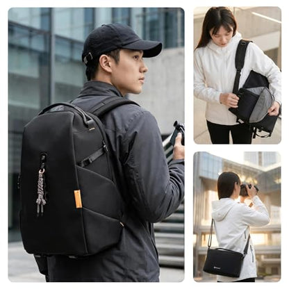 Besnfoto Lightweight Camera Backpack, Anti-Gravity Comfort Photography Backpack, 2-in-1 Removable Camera Insert, Waterproof Everyday Bag - color: Black, size: Large