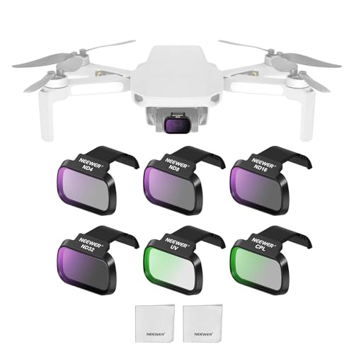NEEWER ND Filter Set Compatible with DJI Mini 4K/2 SE/SE/2/Mavic Mini (6 Pack), ND4/8/16/32 CPL UV Multicoated HD Optical Glass Neutral Density Filters Drone Accessories, 2X Cleaning Cloth, FL-B31 - size: Mini 4K, style: 6 Pack ND/CPL/UV w/Cleaning Cloth