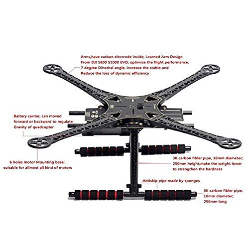 ShareGoo S500 RC Quadcopter Fuselage Frame Kit PCB Version with Carbon Fiber Landing Gear Skide Kits