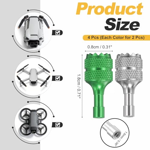 MECCANIXITY 2 Set Aluminum Controller Stick, Replacement Joystick Remote Controller Joystick Stick for Mini4 Pro Air3S Drone Remote Accessories, Green/Silver - color: Green/Silver