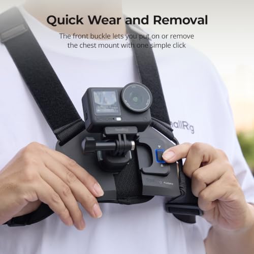 SMALLRIG Chest Mount for DJI Osmo Action 6 / Nano, with Quick Release Interface & Safety Lock, Adjustable Tightness, High Elasticity Strap Fits 78-120cm - 6305 - style: Chest Strap