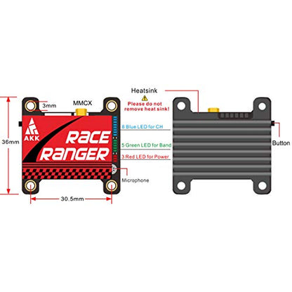 AKK A1918 5.8G Long Range VTX FPV Transmitter 200mW/400mW/800mW/1000mW Switchable VTX Support Smart Audio