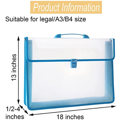 12x16.5 Art Portfolio Case A3 PP Plastic Transparent Blue Pack of 1 - color: Blue