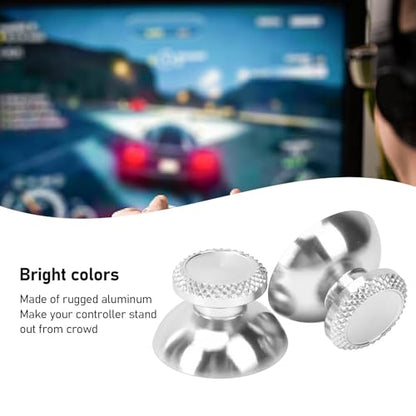 Pomya Thumbsticks for Controller, 2Pcs Metal Thumb Grip Replacement for Handheld Game Console, Aluminum Alloy Analog Thumb Sticks Accessories (Silver) - color: Silver
