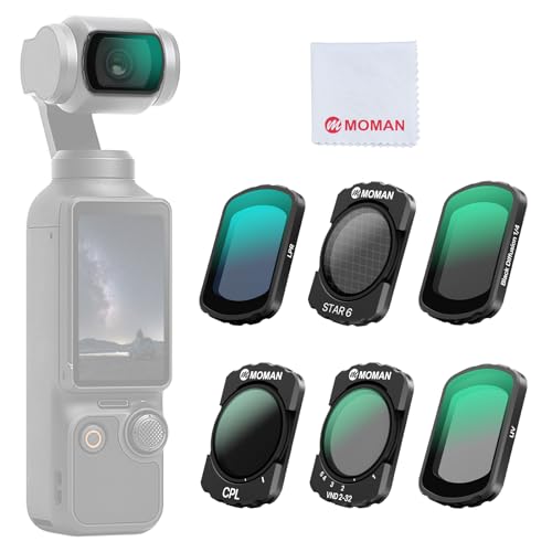 Moman Magnetic Filter Kit Compatible with DJI Osmo Pocket 3 Pocket 4, VND CPL Black Mist Star UV Natural Night Filters for Cinematic Night Video - size: All-in-One Creator Kit (6 pack)