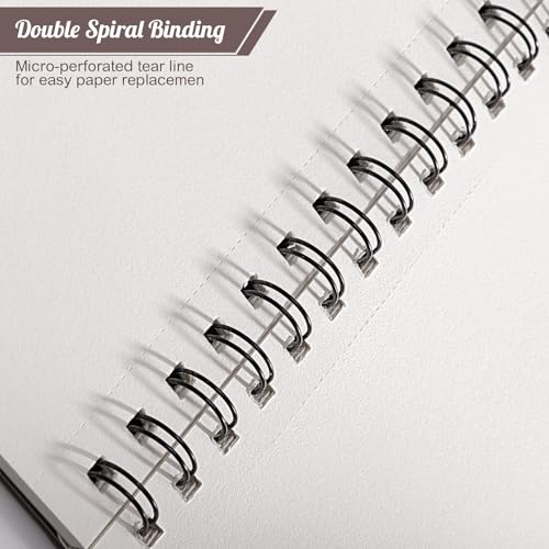 3 Pack Sketch Book 8.5 × 11 in, Spiral Bound, 50 Sheets Each - color: Reddish brown, size: 8.5 x 11inch(3 Pack)