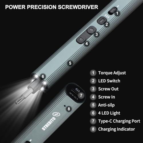 STREBITO 155 in 1 Electric Screwdriver Set, Electric Precision Screwdriver - color: Grey