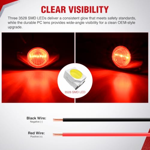 Nilight 3" Oval LED Trailer Marker Light, Chrome Bezel Red Lens - color: Red 3" 10Pcs