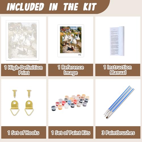 XTCIXAL Paint by Numbers Kit for Adults, Duck, 16X20 Inch - color: 03-Duck