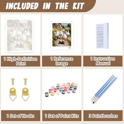 XTCIXAL Paint by Numbers Kit for Adults, Duck, 16X20 Inch - color: 03-Duck