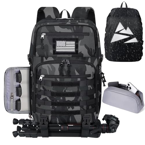 SDYSM Waterproof Camera Backpack 15.6 Inch,Camera Bags for Photographers - color: Camouflage Grey