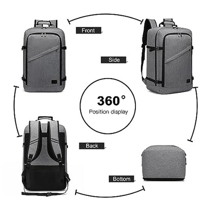 Kono Travel Backpack Airline Approved Overhead Bin Personal Item Bag - color: Grey, size: Large