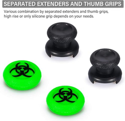 FPS Thumbstick Extender & 3D Texture Rubber Silicone Grip Cover 2 Sets for Xbox Series X/S & Xbox One Controller(BioH Green) - color: bio green