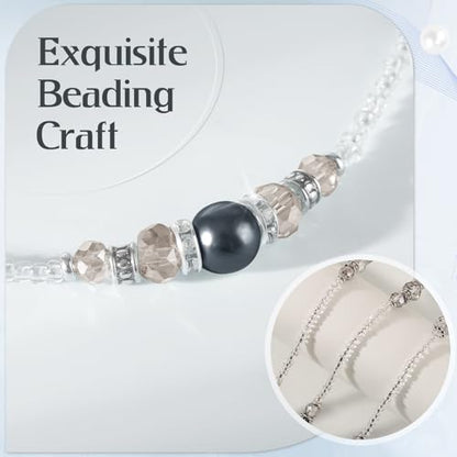 Beaded Teacher Lanyard with Retractable Badge Reel, Black - color: Black