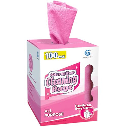 GLIMGLINT Microfiber Cleaning Cloth 100 Pack, Reusable Paper Towels 11 x 9 - color: Pink
