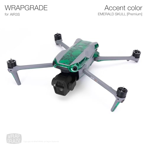 WRAPGRADE Skin Sticker for DJI Air 3S Accent Color Sticker (Emerald Skull) - color: Emerald Skull