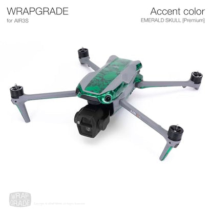 WRAPGRADE Skin Sticker for DJI Air 3S Accent Color Sticker (Emerald Skull) - color: Emerald Skull