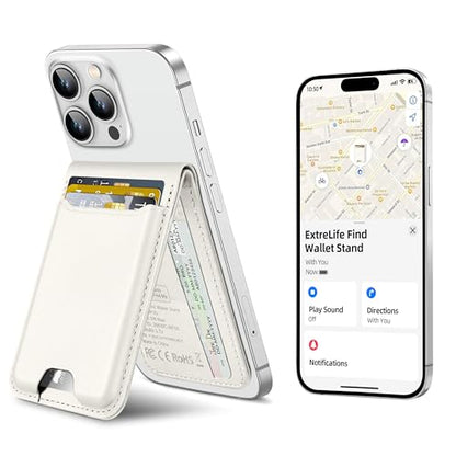 ExtreLife for Magsafe Wallet, Works with Apple Find My, 6 Cards Holder - color: Milk White