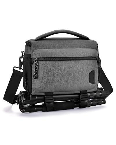 BAGSMART Camera Sling Bag with Tripod Holder & Rain Cover, Waterproof, Grey - color: 02-Grey