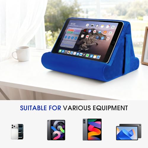 Universal Multi-Angle Tablet Holder - Soft Pad Stand with Net Pocket & Phone Stands for Lap, Knee, Sofa and Bed Phone Pad Stands(Blue) - color: Blue