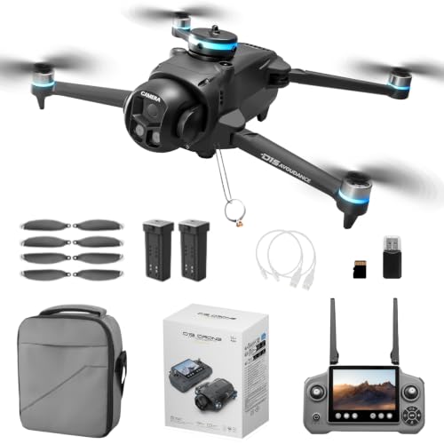 FPV Drone with 4K HD Camera, Obstacle Avoidance, One-Key Payload Drop Delivery Function, FPV Drone with Screen on Controller, Foldable RC Quadcopter with Auto Return, 20 Mins Flight Time, Ideal for Outdoor Shooting Camping Fishing Gift Delivery, Quadcopte