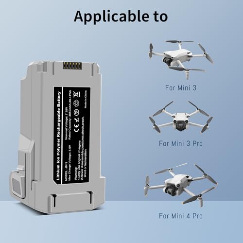 2-Pack Mini 3/Mini 4 Pro Battery, 3-Channel Charger Two-Way Charging Hub