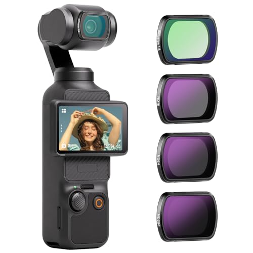 NEEWER Filter Set Compatible with DJI Osmo Pocket 3 / Pocket 4 / Xtra Muse, Magnetic ND (ND16 + ND64 + ND256) & Black Diffusion 1/4 Filter for Mist Cinematic Effect - style: 4 Pack ND+Black Diffusion 1/4