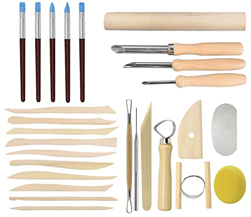 Pottery Tools, 44PCS Ceramic Clay Sculpting Tools Set with Plastic Case, for Beginners Expert Crafts Polymer Clay Club, Dotting, Modeling, Shaping Hobbyists, Artists, by Augernis