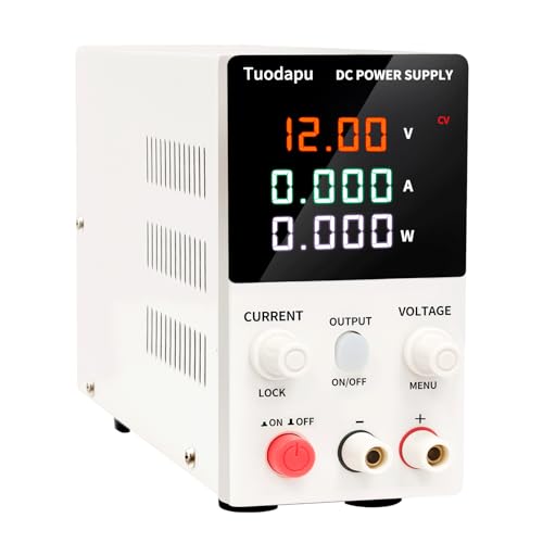 Adjustable DC Power Supply Variable Bench with Regulated Voltage Output – Programmable Switching for Lab, Electronics, Ham Radio, Electroplating – AC to DC Converter with Digital Display (32V 10A)