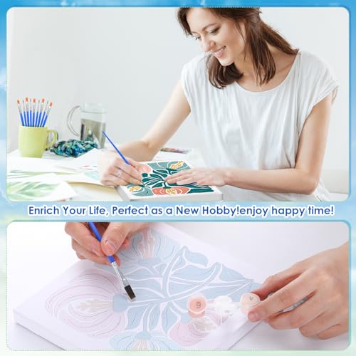 RoundFunny 8 Set Paint by Numbers Drawing Kit for Adults,Simple Blossom - style: Simple Blossom
