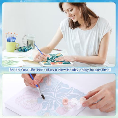 RoundFunny 8 Set Paint by Numbers Drawing Kit for Adults,Simple Blossom - style: Simple Blossom