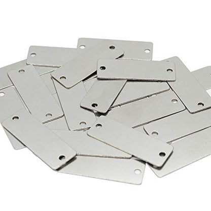 25 Pack Stainless Steel Blank Tags Rectangle Stamping Blanks with Two Holes