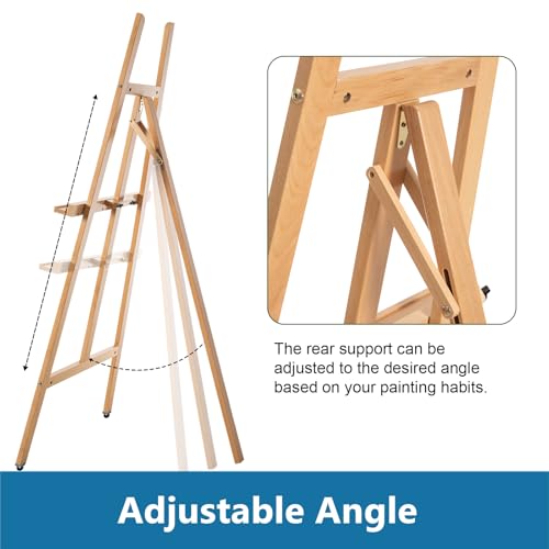 A-Frame Wooden Display Easel, Lyre Beechwood Studio Easel Stand, Natural - color: Natural