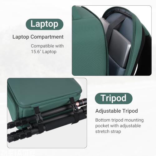 MOSISO Camera Backpack,Photography Camera Bag with Lens Pouch,Emerald Green - color: Emerald Green