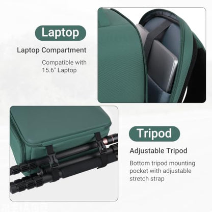 MOSISO Camera Backpack,Photography Camera Bag with Lens Pouch,Emerald Green - color: Emerald Green