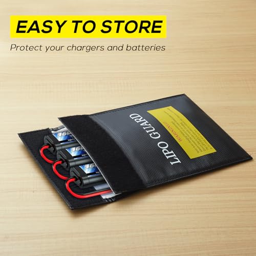 PAWBOSE Lipo Safe Bag, Fireproof Explosion-Proof Lipo Battery Bag for Safe Charging and Storage, 2 Packs(black)