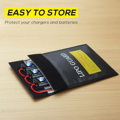 PAWBOSE Lipo Safe Bag, Fireproof Explosion-Proof Lipo Battery Bag for Safe Charging and Storage, 2 Packs(black)