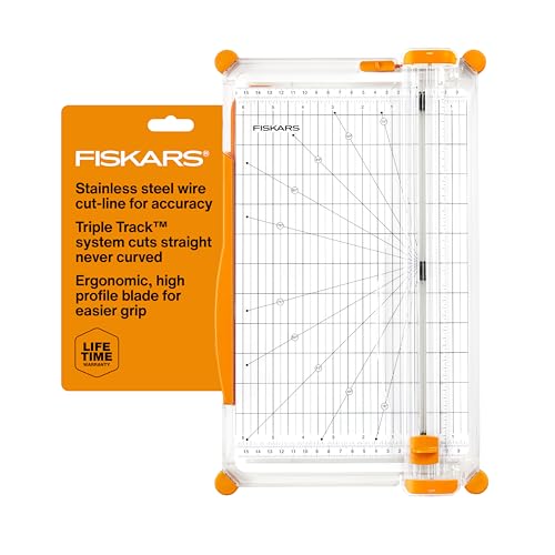 Fiskars SureCut Deluxe Paper Cutter, Precise Trimmer Tool, 12" Cut Length