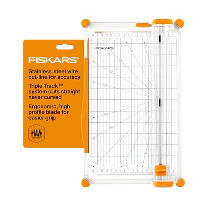Fiskars SureCut Deluxe Paper Cutter, Precise Trimmer Tool, 12" Cut Length