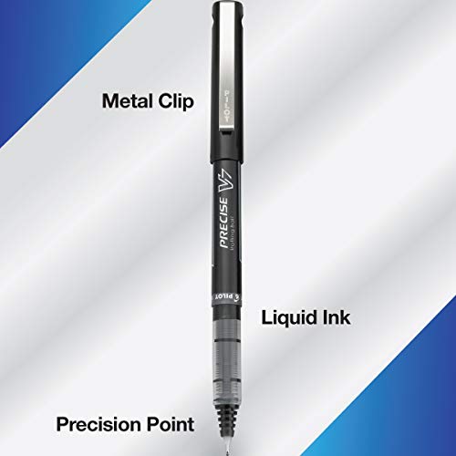 Pilot, Precise V7, Fine Point 0.7 mm, Black Ink Pens, Pack of 12 - size: 12 Count (Pack of 1)