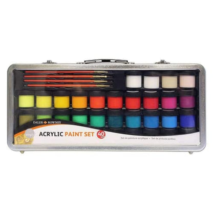 Daler Rowney Simply Acrylic Paint 40 Piece Set in Metal Case - style: 40 Pack