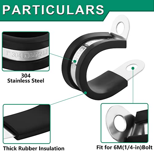 OURU 1/2 Inch Cable Clamps, Rubber Coated Insulated Clamps, 30pcs, 13mm - size: 30pcs - 1/2"