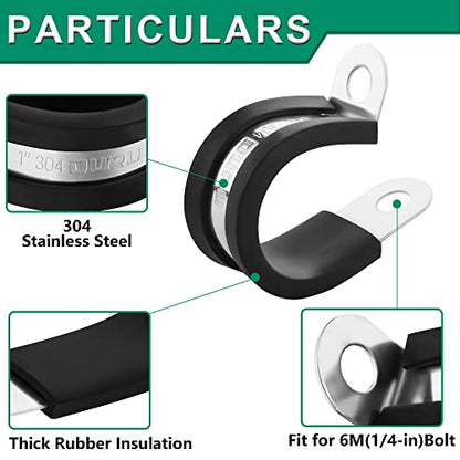 OURU 1/2 Inch Cable Clamps, Rubber Coated Insulated Clamps, 30pcs, 13mm - size: 30pcs - 1/2"