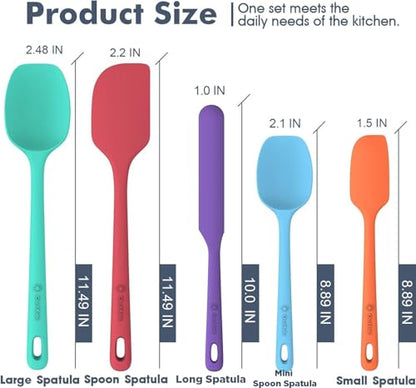 ChefAide 5 Pieces Silicone Spatulas Set, Heat Resistant Rubber Spatula - color: Neutral Color, size: 5 pieces