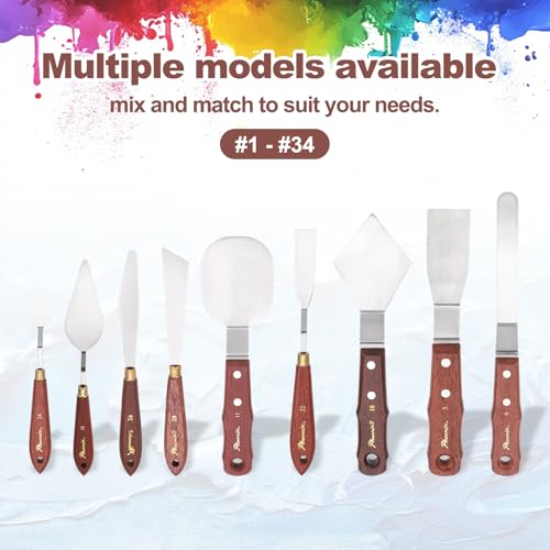 MECCANIXITY Pack of 2 Palette Knife No.24, 7.5" Long with Stainless Steel Flexible Spatula Pallet Knife and Wood Handle for Scraping, Mixing, Oil Acrylic Painting Canvas - style: No.24