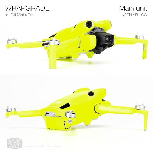 WRAPGRADE Skin Stickers Compatible with DJI Mini 4 Pro | Full Wrap (Neon Yellow) - color: Neon Yellow