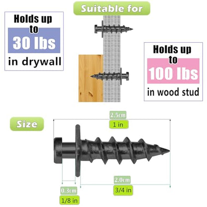 20Pcs Black Wall Double Headed Picture Hanging Screws Nails Kit for Hanging - color: Black Zinc, size: 20 Pack + D-ring