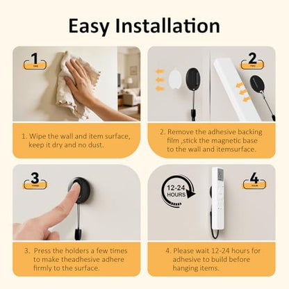 Magnetic Silicone Remote Control Holder with Security Cable 3 Pack Black - color: 3 Black, size: Square