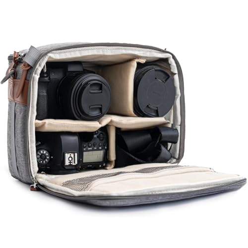 C Coiro Camera Bag for Digital DSLR SLR, Protection, Waterproof Mirrorless Small Camera Bag, Camera Lens Case, Travel Organizer Camera Insert for Backpack, Gray Color - color: Grey